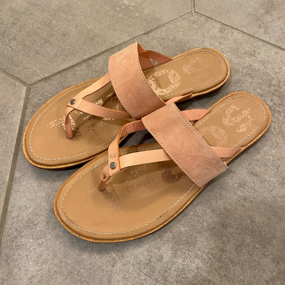 Sorel Ella II Women’s light Pink/Peach Suede & Leather Slide Sandals🌸🔥